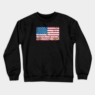 AMERICAN FLAG WITH HOCKEY STICKS Crewneck Sweatshirt